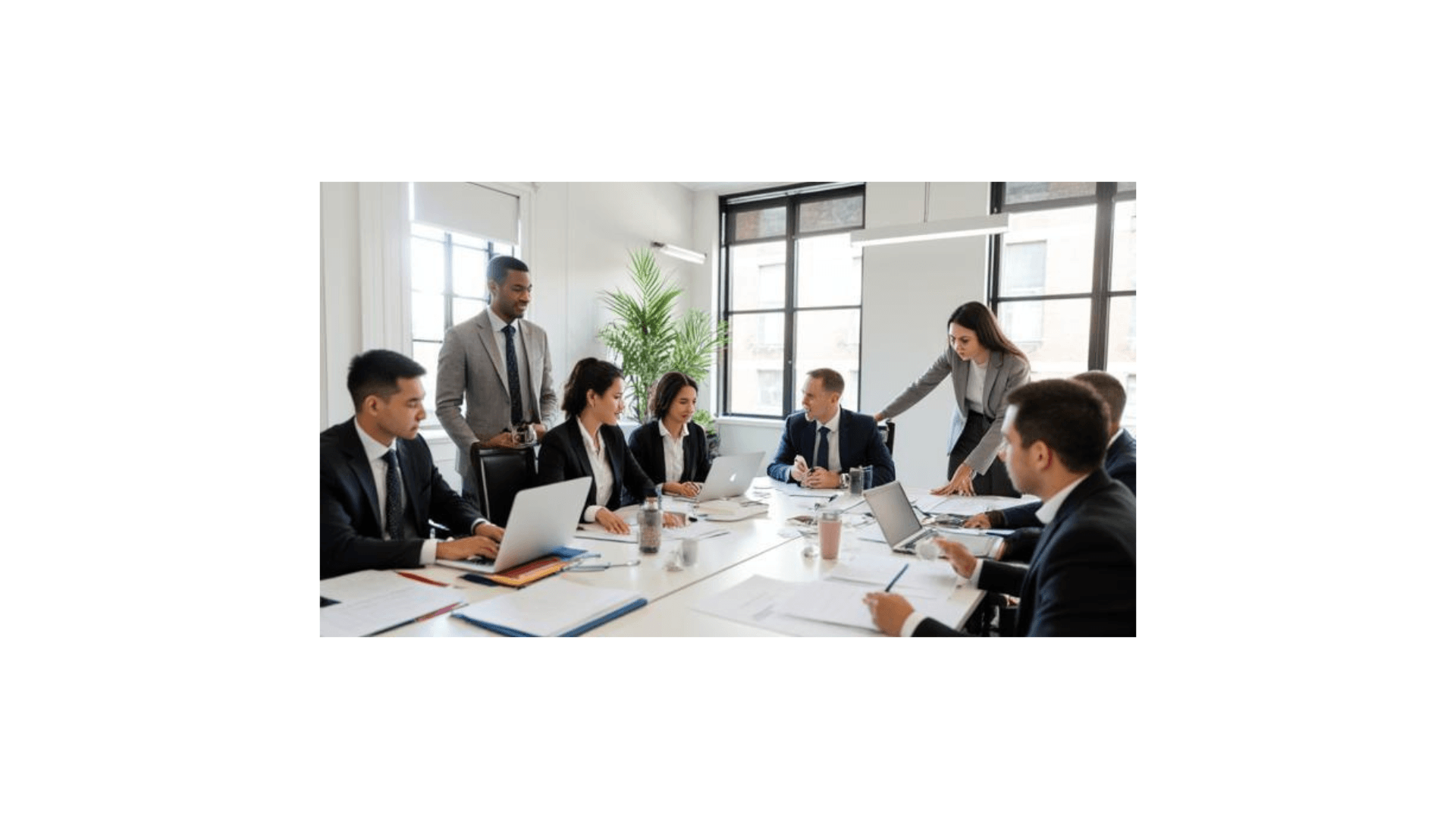 Leadership team meeting around a table
